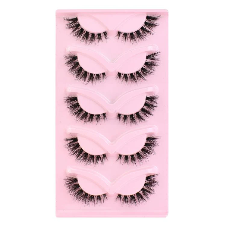 5pair /Set Pink Fox Full-Length Fox-Eye Cat-Eye False Eyelashes Voluminous Curled Realistic Fox-Style Lashes(KY02)