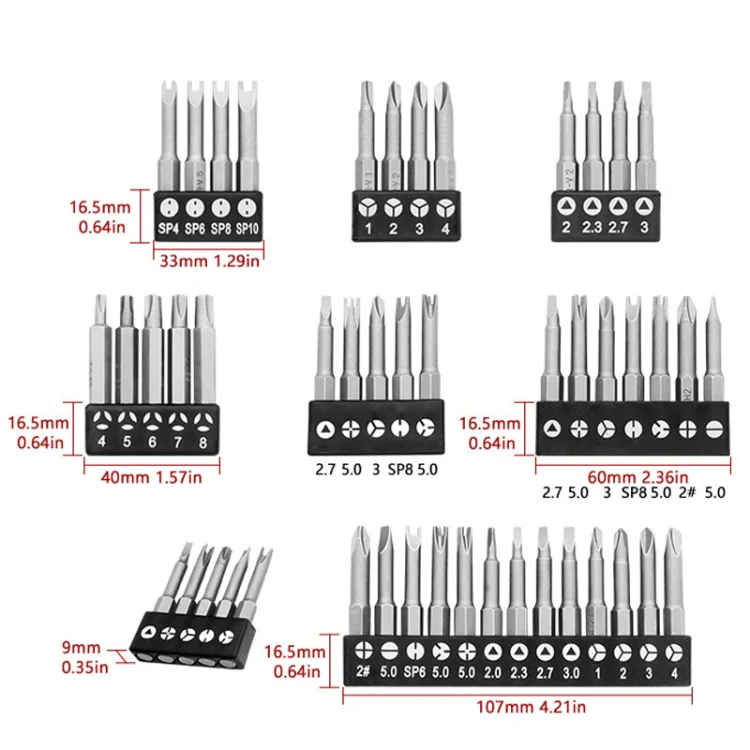 5pcs / Set Profile Bit Chrome Vanadium Steel Bit Set Appliance Repair Electrical Drill Accessories With Magnetic - Image 3