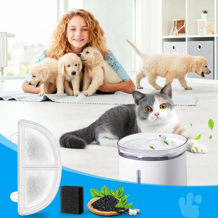 6+6pcs /Box Pet Water Fountain Filters Wireless Cat Fountain Replacement Filter With Pre-Filter Sponges - Image 2