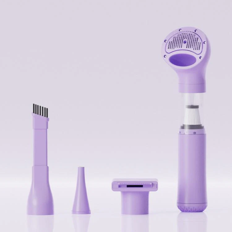 6-in-1 Cordless Pet Hair Vacuum Cleaner & Grooming Kit Strong Suction Handheld Car Vacuum(Purple)