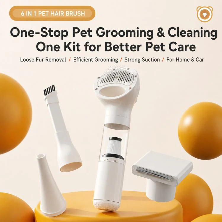 6-in-1 Cordless Pet Hair Vacuum Cleaner & Grooming Kit Strong Suction Handheld Car Vacuum(Purple) - Image 3