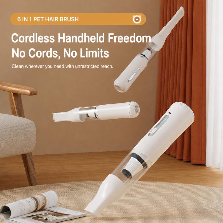 6-in-1 Cordless Pet Hair Vacuum Cleaner & Grooming Kit Strong Suction Handheld Car Vacuum(Purple) - Image 4