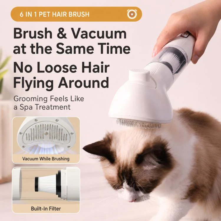 6-in-1 Cordless Pet Hair Vacuum Cleaner & Grooming Kit Strong Suction Handheld Car Vacuum(Purple) - Image 5