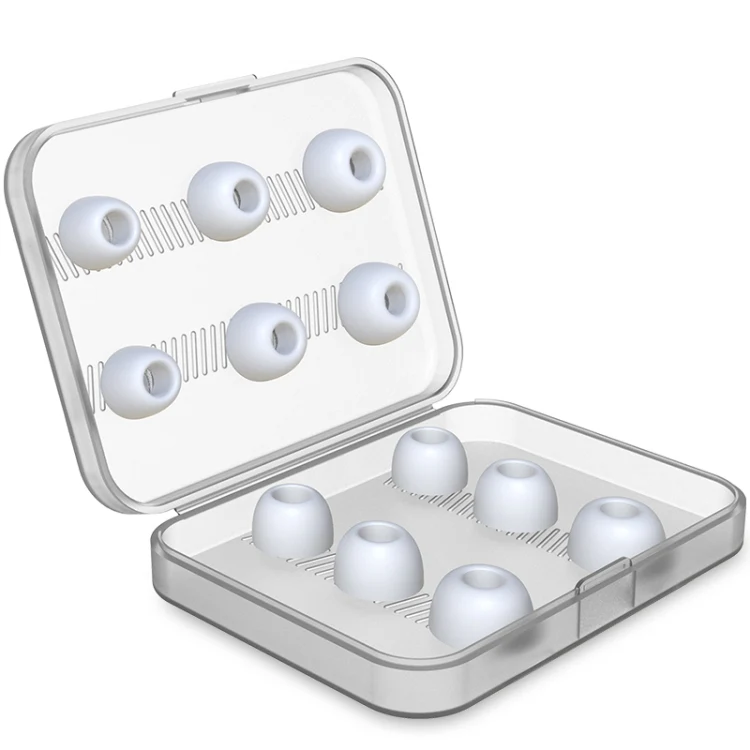 6 Pairs Wireless Earphone Replaceable Silicone Ear Cap Earplugs for AirPods Pro, with Storage Box(White) - Image 2