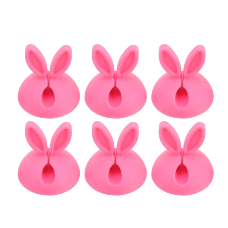 6 PCS CC-941 Rabbit Shape Single Hole Cable Clips Holder, Cable Management System and Cord Organizer Solution(Pink) - Image 2