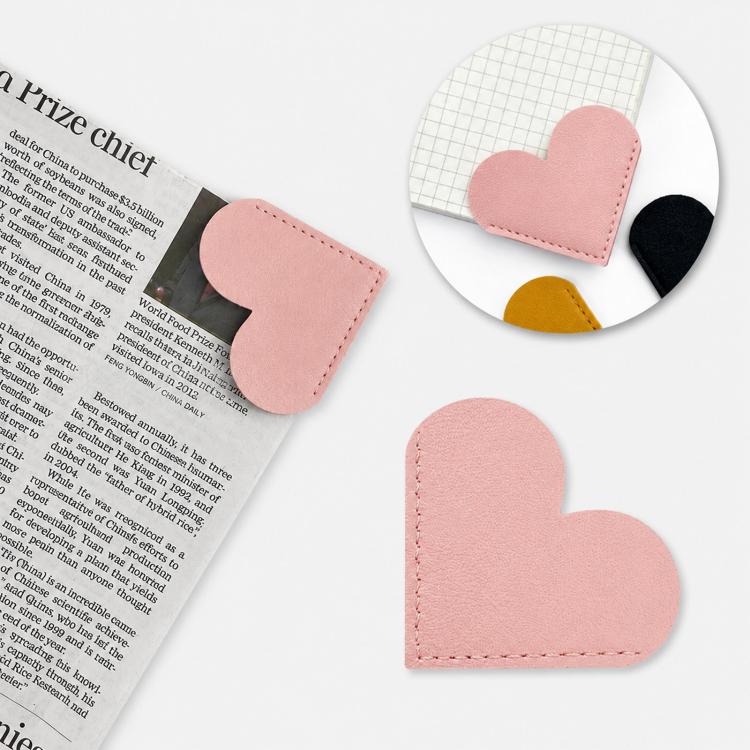 6-Piece Set Heart-Shaped Bookmark Clips Minimalist Portable PU Leather Corner Protectors(Red+Linght Green+Lake Blue+Black+Light Brown+Pink) - Image 5