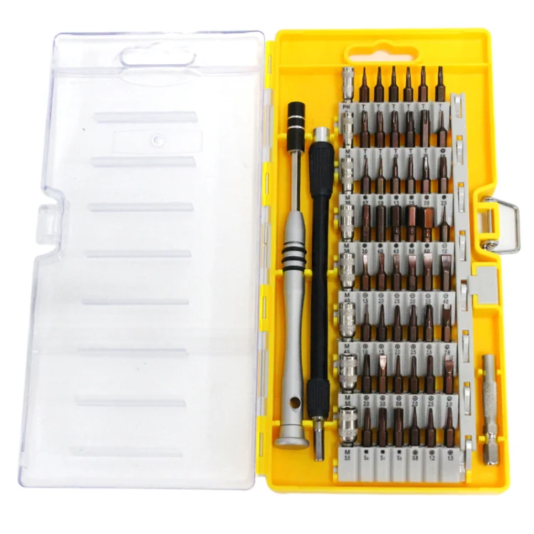 60 in 1 S2 Tool Steel Precision Screwdriver Nutdriver Bit Repair Tools Kit(Yellow) - Image 3