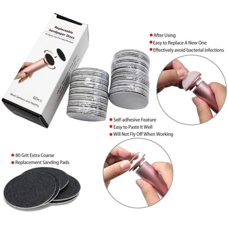 60 PCS Replacement Sandpaper Disk for Electric Foot Polisher, Specification:80 Mesh(Medium Sand) - Image 4