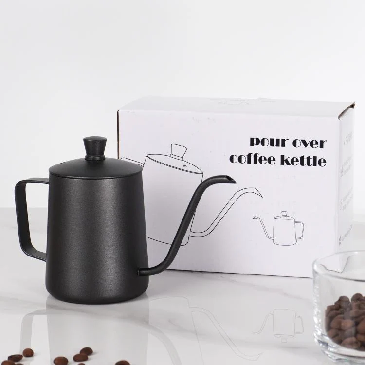 600ml Swan-Necked Narrow-Mouth Stainless Steel Pour-Over Coffee Pot with Lid(White) - Image 8