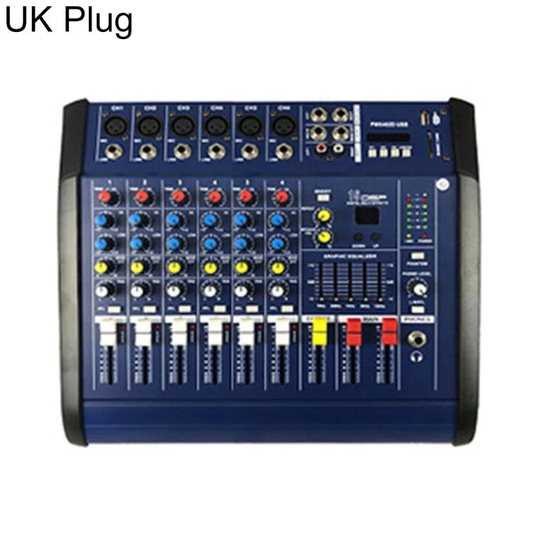 602D 6-Channel Multi-function Professional Bluetooth Mixer with Amplifier, Plug Type:UK Plug(Black)