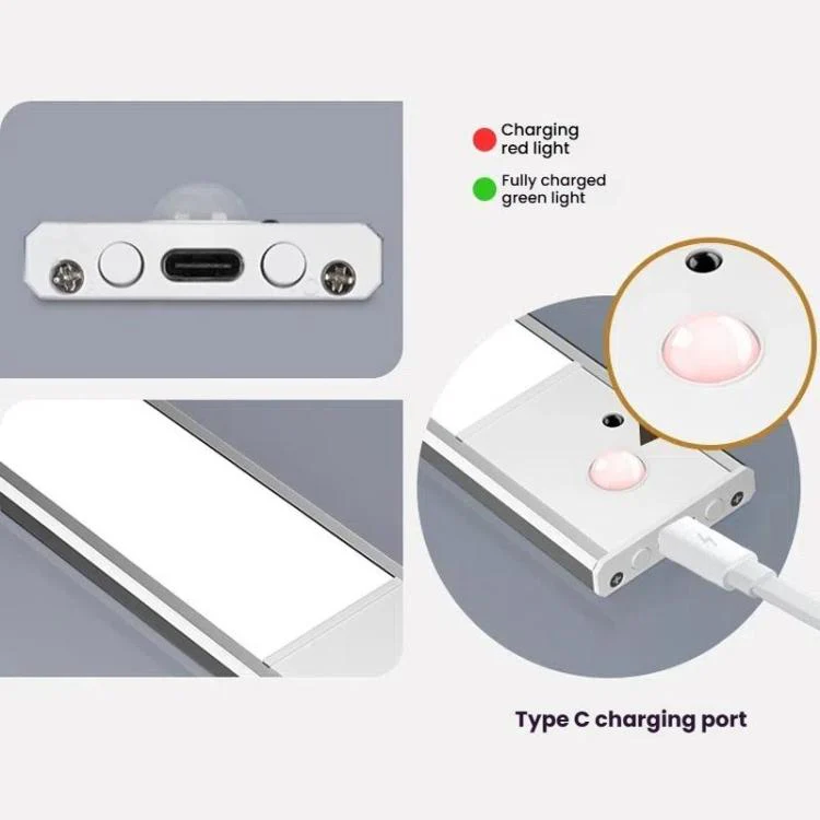60cm Rechargeable Motion Sensor Light Bar Cabinet Wardrobe Lamp With Remote Control Black - Image 7