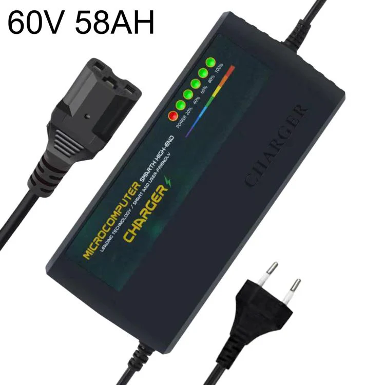 60V 58AH Auto Shut-Off Battery Charger For Electric Scooter & E-Bike EU Plug