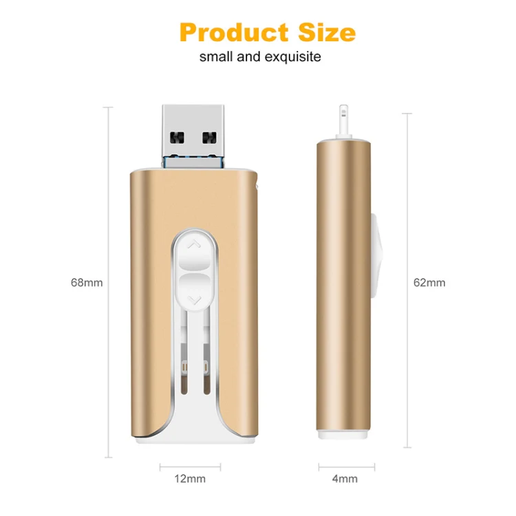 64GB Micro USB + 8 Pin + USB 2.0 3 in 1 Mobile Phone Computer U-Disk(Rose Gold) - Image 3