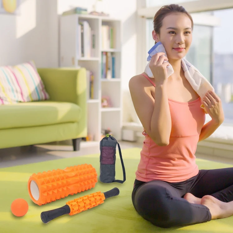 6pcs/set Crescent Hollow Foam Roller Yoga Column Set Fitness Muscle Relaxation Massager Set(33cm Blue) - Image 6