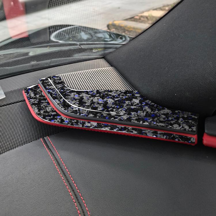 6pcs/Set Forged Gold Foil Carbon Fiber Car Inside A-pillar Horn Decorative Sticker for Chevrolet Corvette C8 2020-, Left and Right Driver(Blue) - Image 3