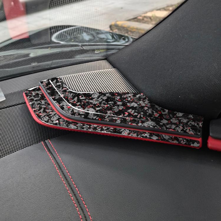 6pcs/Set Forged Gold Foil Carbon Fiber Car Inside A-pillar Horn Decorative Sticker for Chevrolet Corvette C8 2020-, Left and Right Driver(Red) - Image 3