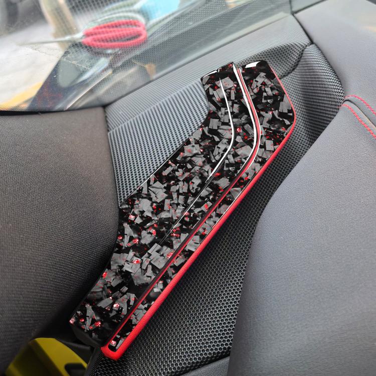 6pcs/Set Forged Gold Foil Carbon Fiber Car Inside A-pillar Horn Decorative Sticker for Chevrolet Corvette C8 2020-, Left and Right Driver(Red) - Image 4