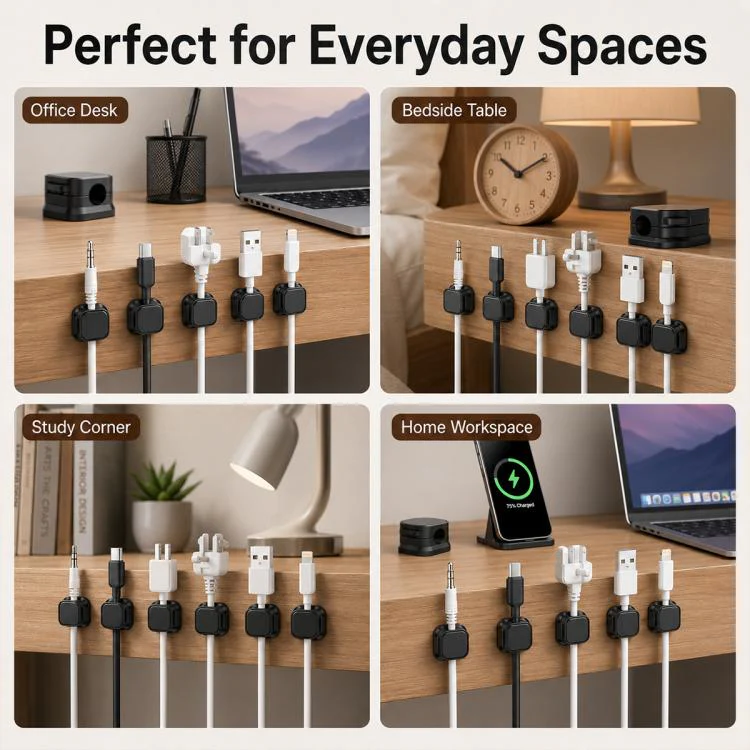 6pcs / Set Magnetic Cable Organizer Wall-Mounted Data Cable Holder(White) - Image 11