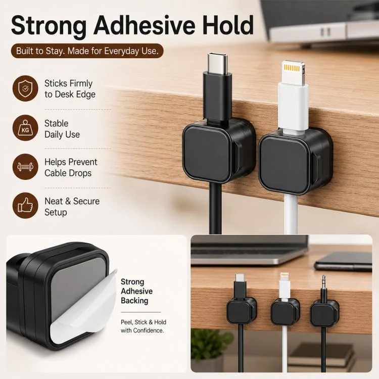 6pcs / Set Magnetic Cable Organizer Wall-Mounted Data Cable Holder(White) - Image 6