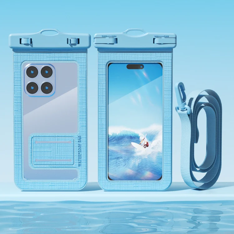 7.2 Inch Mobile Phone IPX8 30m Waterproof Bag with Finger Strap On The Back(Blue)