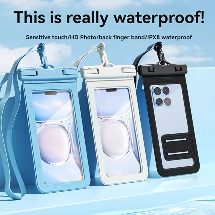7.2 Inch Mobile Phone IPX8 30m Waterproof Bag with Finger Strap On The Back(Blue) - Image 2