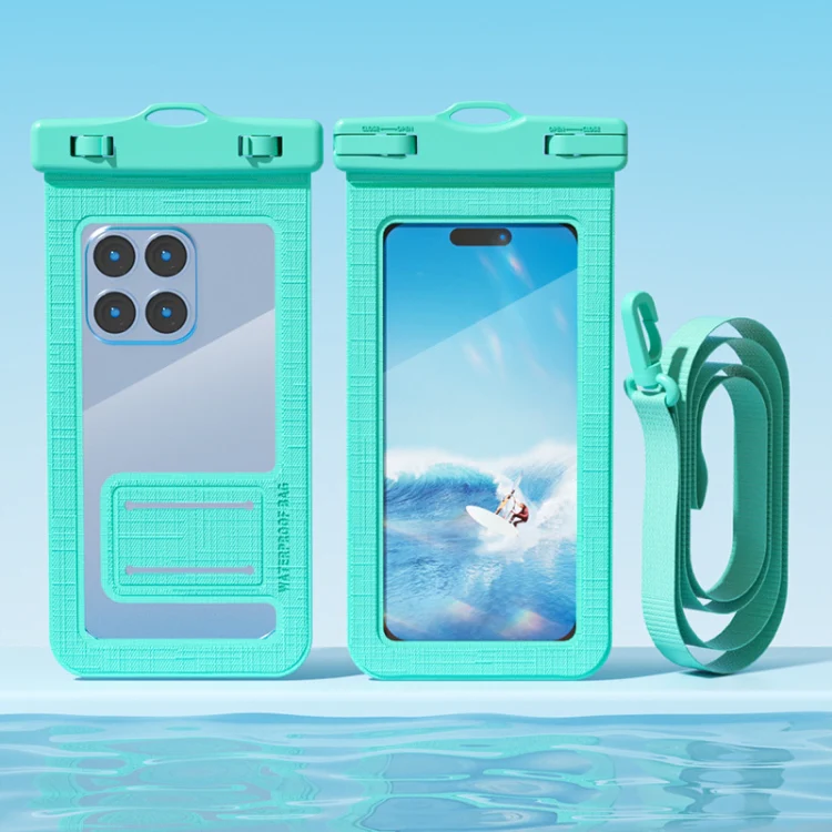 7.2 Inch Mobile Phone IPX8 30m Waterproof Bag with Finger Strap On The Back(Cyan)