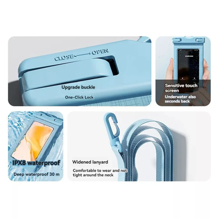 7.2 Inch Mobile Phone IPX8 30m Waterproof Bag with Finger Strap On The Back(White) - Image 4
