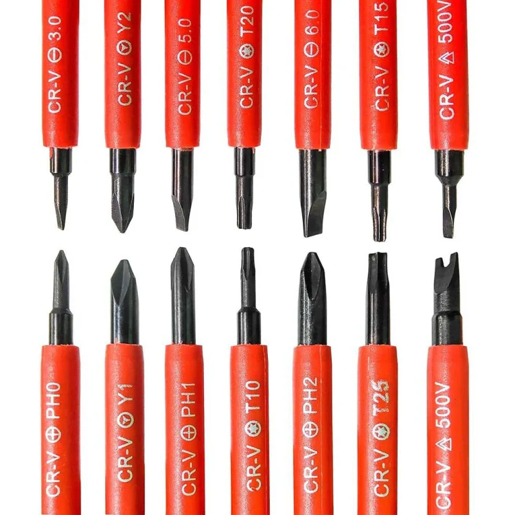 7 in 1 Bit Insulation Multipurpose Repair Tool Screwdriver Set(Red) - Image 3