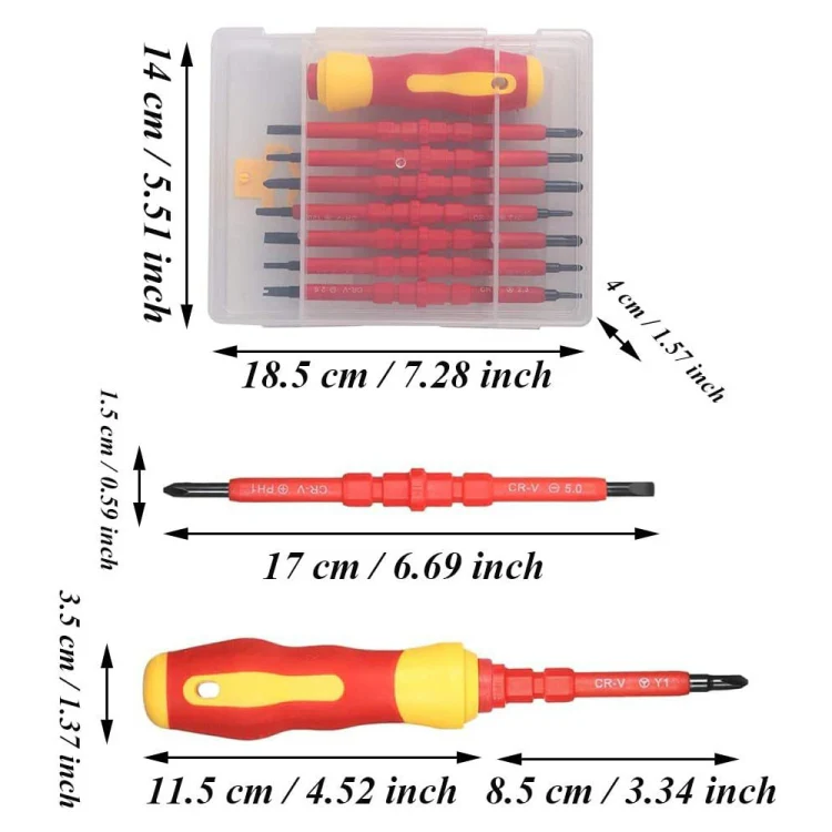 7 in 1 Bit Insulation Multipurpose Repair Tool Screwdriver Set(Red) - Image 4