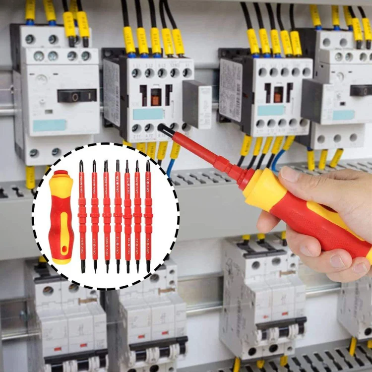 7 in 1 Bit Insulation Multipurpose Repair Tool Screwdriver Set(Red) - Image 7