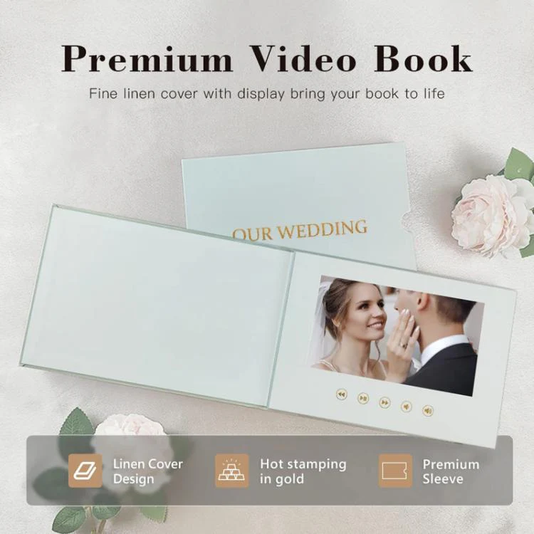 7 Inch IPS Display Multifunctional Commercial Wedding Video Invitation Linen Bound Video Album, Style: Always Forever - Image 6