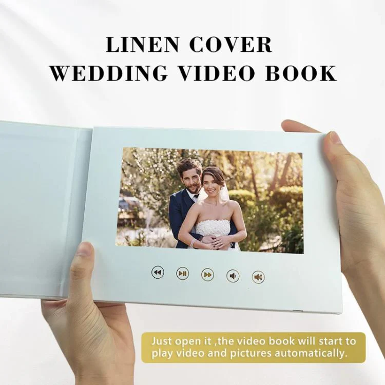 7 Inch IPS Display Multifunctional Commercial Wedding Video Invitation Linen Bound Video Album, Style: Always Forever - Image 7