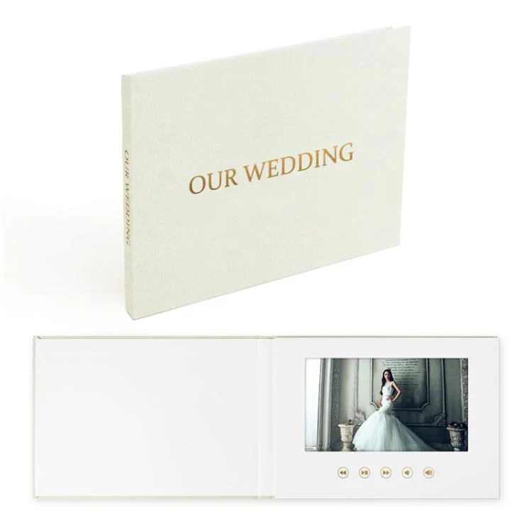 7 Inch IPS Display Multifunctional Commercial Wedding Video Invitation Linen Bound Video Album, Style: I LOVE YOU - Image 3