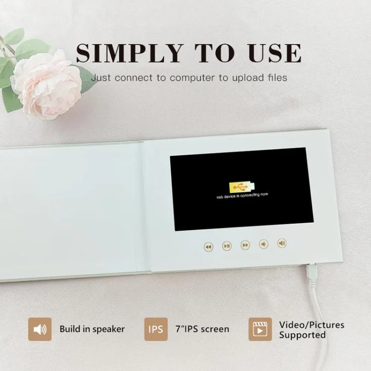 7 Inch IPS Display Multifunctional Commercial Wedding Video Invitation Linen Bound Video Album, Style: Memories - Image 8
