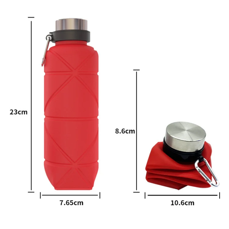 700ml Outdoor Silicone Folding Water Cup Telescopic Water Bottle Travel Drinking Cup With Carabiner(Grey) - Image 3