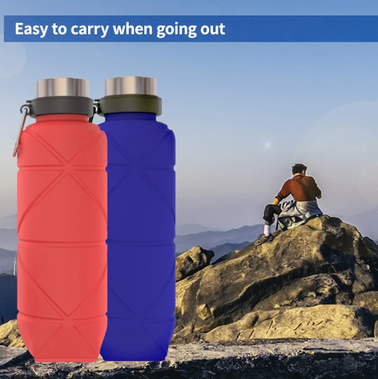 700ml Outdoor Silicone Folding Water Cup Telescopic Water Bottle Travel Drinking Cup With Carabiner(Grey) - Image 5