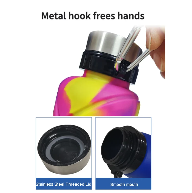 700ml Outdoor Silicone Folding Water Cup Telescopic Water Bottle Travel Drinking Cup With Carabiner(Red) - Image 4