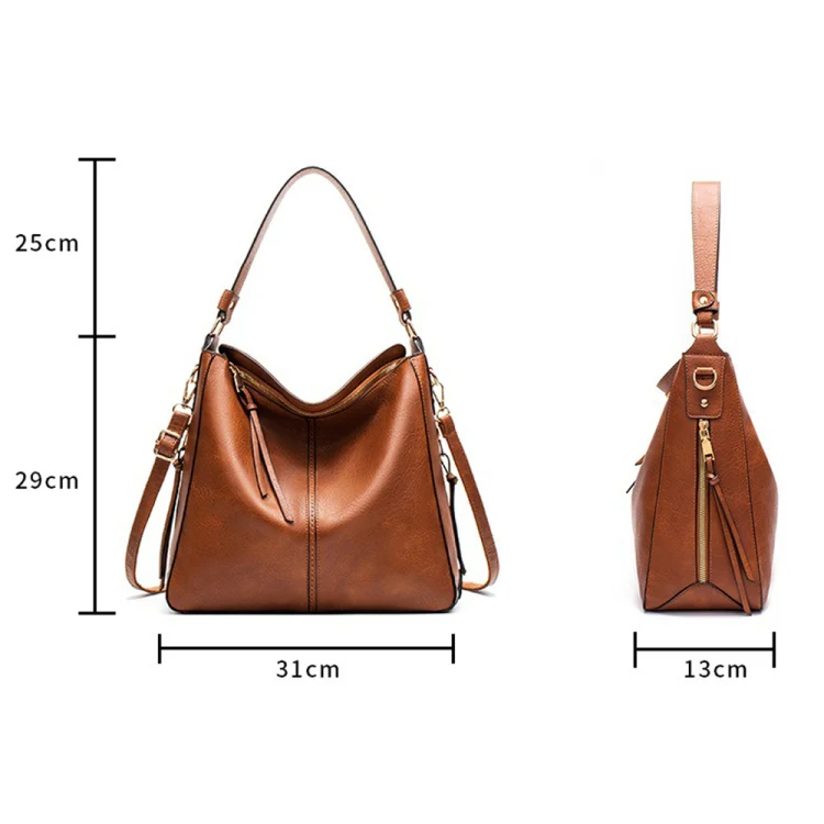 7871 Large Capacity Adjustable Leather Tote Bag Multi-compartment Shoulder Bag, Color: Brown - Image 3