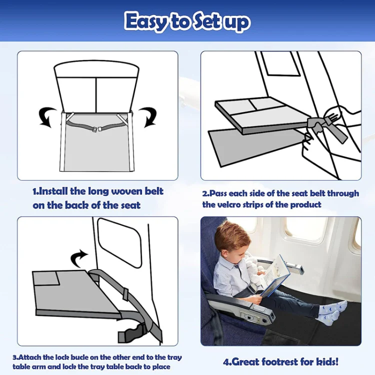 79 x 44cm Kids Airplane Seat Extender Portable Travel Seat Cushion(Blue) - Image 9