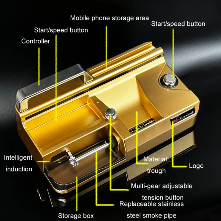 8.0 / 6.5 / 5.5mm Automatic 3-In-1 Smart Cigarette Roller US Plug(Gold) - Image 4