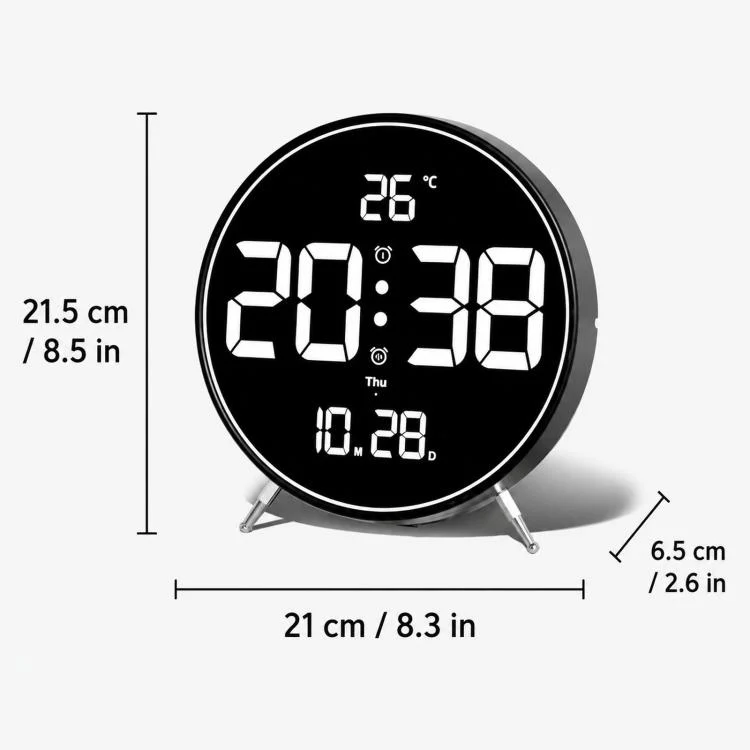 8.3-inch Large LED Digital Alarm Clock Adjustable Brightness with Temperature / Date / Week & Dual Alarms(HL-8801 Blue Shell) - Image 5