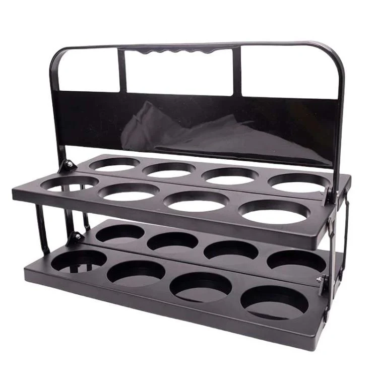 8 Holes Folding Wine Rack Portable Beverage Basket Sports Water Bottle Holder, Color: Round Hole Black