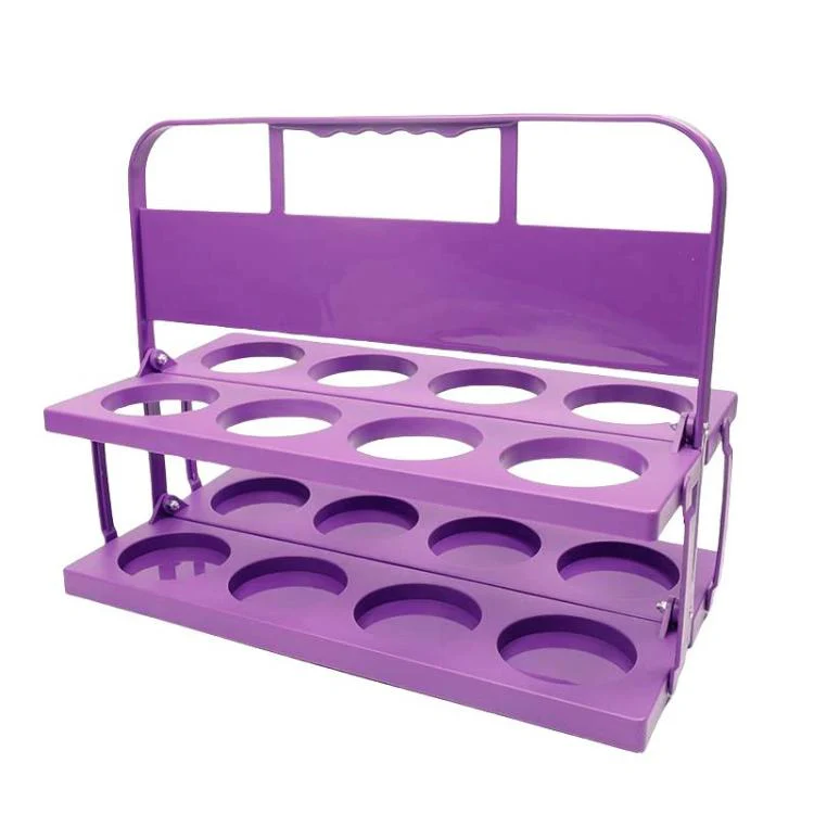 8 Holes Folding Wine Rack Portable Beverage Basket Sports Water Bottle Holder, Color: Round Hole Dark Purple