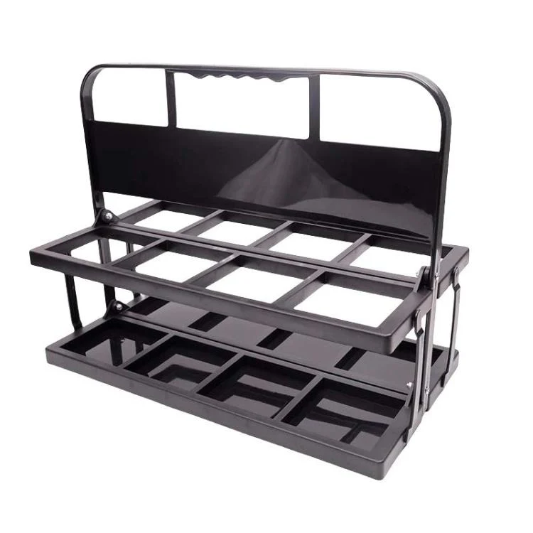 8 Holes Folding Wine Rack Portable Beverage Basket Sports Water Bottle Holder, Color: Square Hole Black