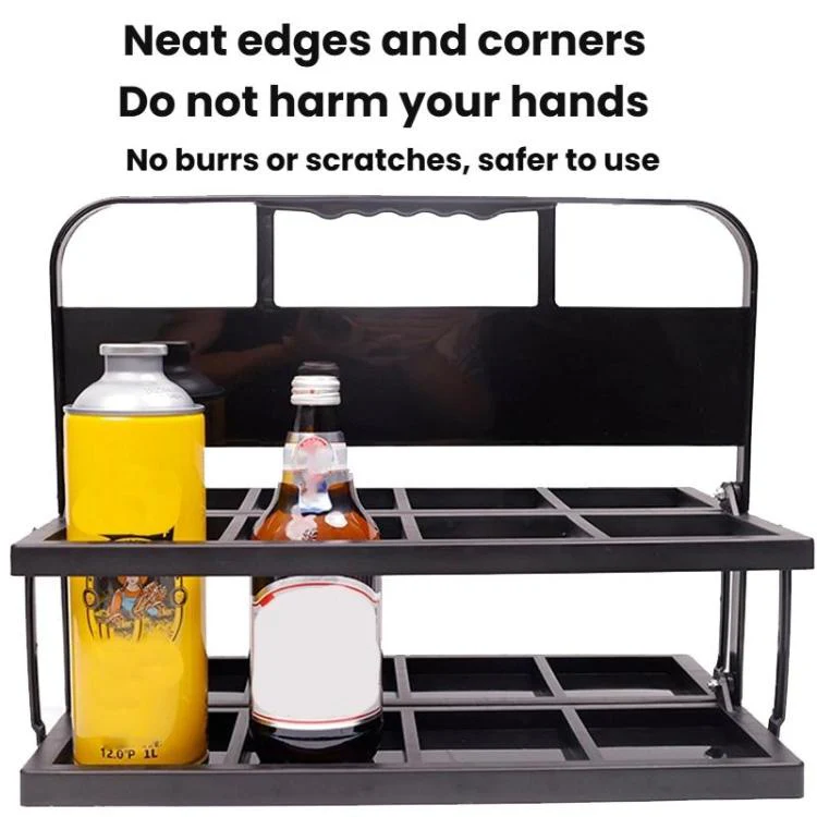 8 Holes Folding Wine Rack Portable Beverage Basket Sports Water Bottle Holder, Color: Square Hole Black - Image 2