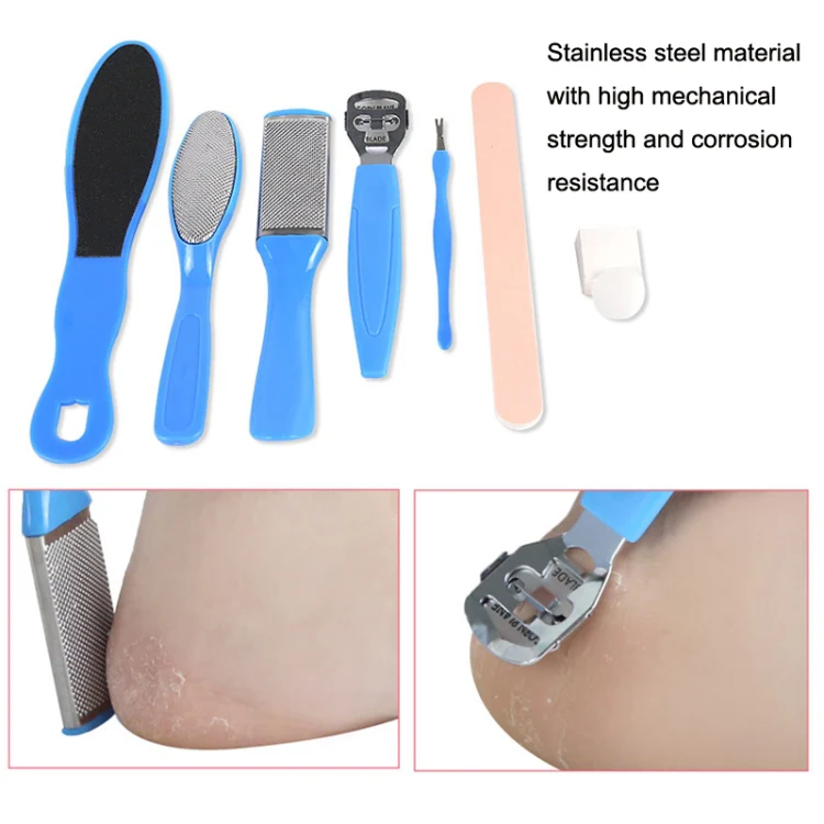 8 In 1 Foot Care Exfoliating Pedicure Knife Tool Foot File Set(Blue) - Image 2