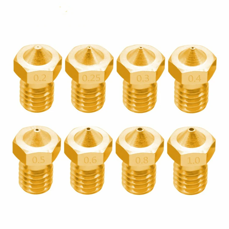 8 PCS Bugatti 3D Printer Accessories E3D-V5 V6 Nozzle M6 Thread Consumables Hot Nozzle, Size:1.75/1.0mm - Image 2