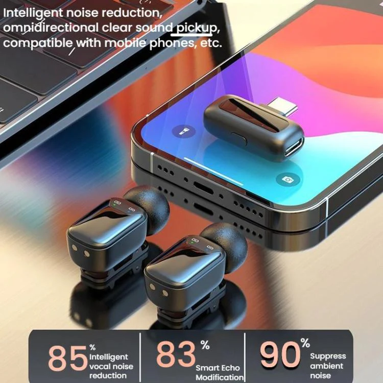 8 Pin Dual Microphone Mini Wireless Finger Clip Microphone Mobile Phone Live Noise Reduction Bluetooth Microphone(Black) - Image 10