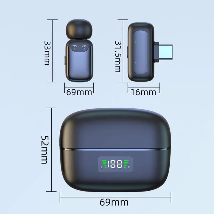 8 Pin Dual Microphone Mini Wireless Finger Clip Microphone Mobile Phone Live Noise Reduction Bluetooth Microphone(Black) - Image 3