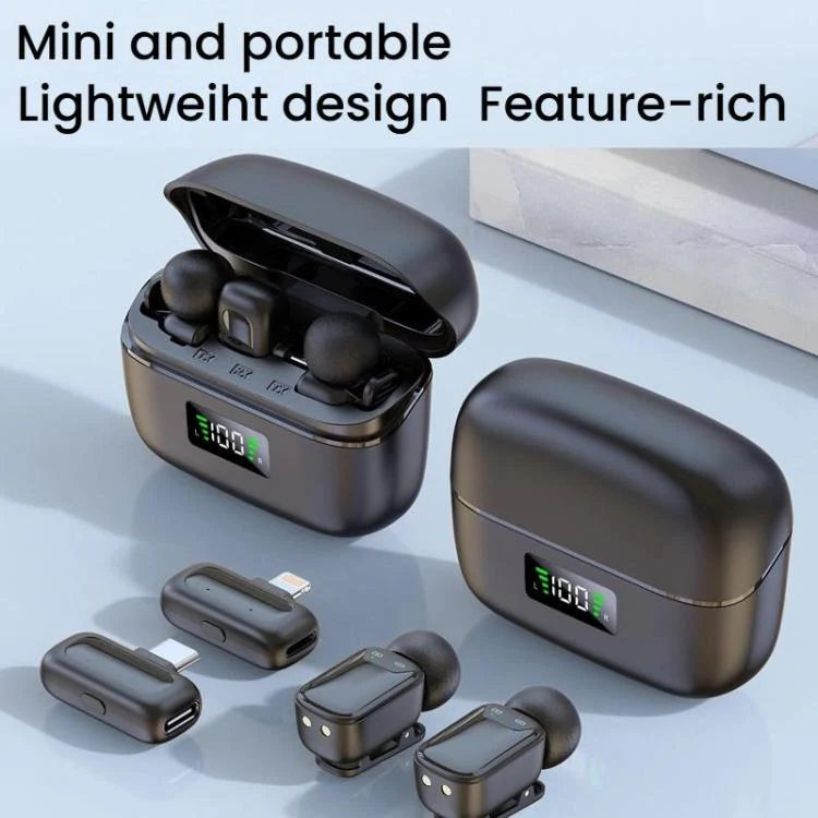 8 Pin Dual Microphone Mini Wireless Finger Clip Microphone Mobile Phone Live Noise Reduction Bluetooth Microphone(Black) - Image 4